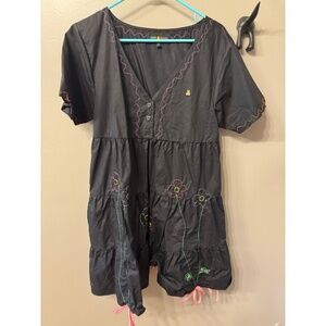 Teddy Fresh embroidered tiered babydoll dress
